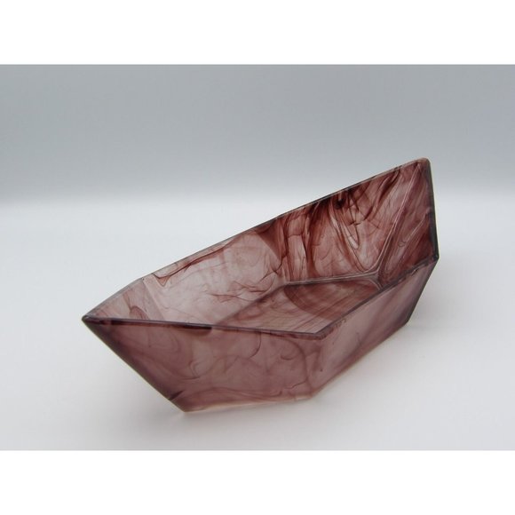 Vintage Davidson Amethyst Cloud Glass Bowl Hexagonal Boat Shaped Art Deco Purple - Picture 4 of 10